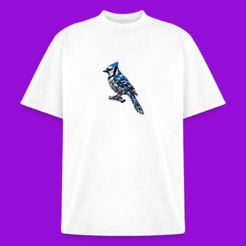 Silver Blue Jay on Perch - Heavyweight Washed Unisex T-Shirt
