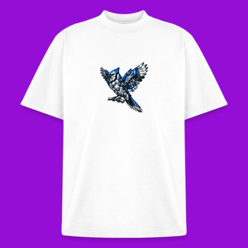 Silver Blue Jay Open Wing Perch - Heavyweight Washed Unisex T-Shirt