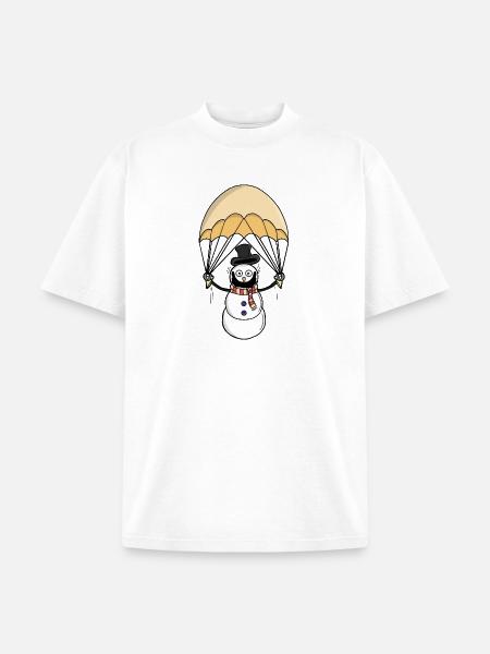 Parachuting Snowman - Unisex Garment Dyed T-Shirt - white