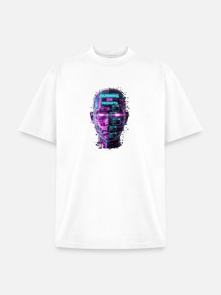Neon Prompts AI Head - Unisex Garment Dyed T-Shirt - white