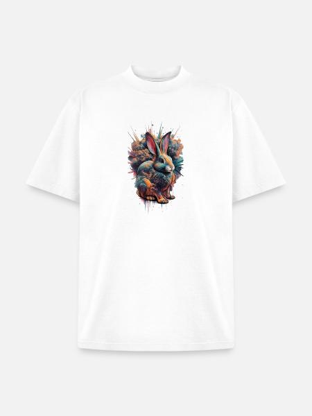 Neon Splash Rabbit - Unisex Garment Dyed T-Shirt - white