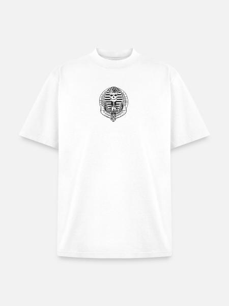 Skull Crest with Wings Emblem - Unisex Garment Dyed T-Shirt - white