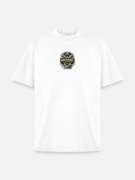Mechanic Gear Emblem - Unisex Garment Dyed T-Shirt - white