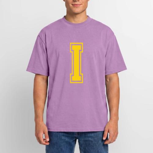 Letter I – Capital Athletic Alphabet Monogram - Unisex Garment Dyed T-Shirt