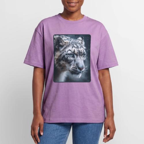 Snow Leopard Blue Eyes Design - Unisex Garment Dyed T-Shirt