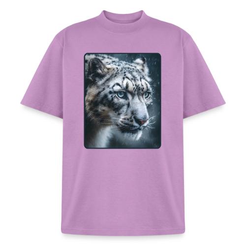 Snow Leopard Blue Eyes Design - Heavyweight Washed Unisex T-Shirt