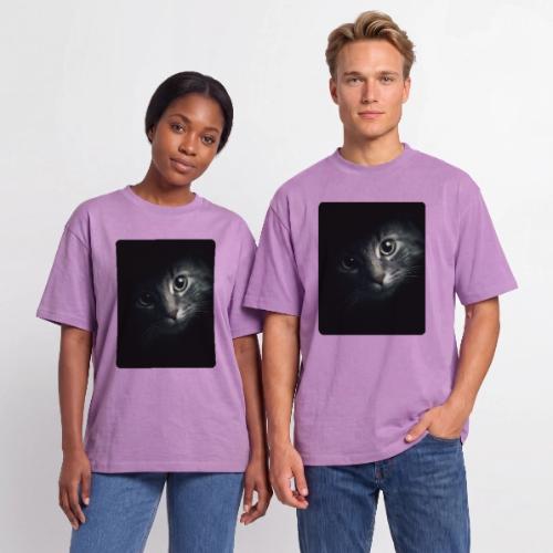 Cat Face in Shadow Close-Up Design - Unisex Garment Dyed T-Shirt