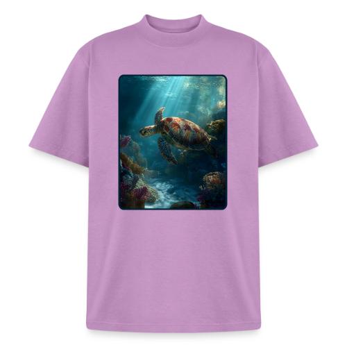 Sea Turtle Coral Reef Design - Heavyweight Washed Unisex T-Shirt