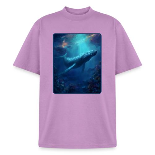 Humpback Whale Ocean Reef Design - Heavyweight Washed Unisex T-Shirt