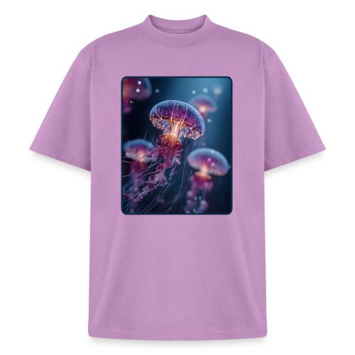 Glowing Jellyfish Deep Sea Design - Heavyweight Washed Unisex T-Shirt