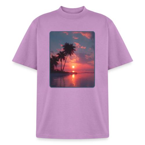 Tropical Sunset Ocean Reflection Design - Heavyweight Washed Unisex T-Shirt