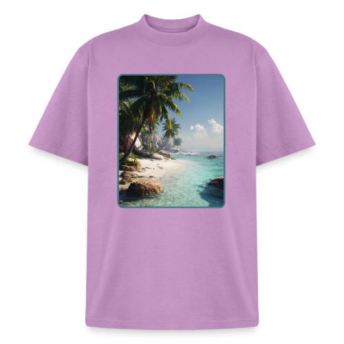 Tropical Beach Paradise Palm Design - Heavyweight Washed Unisex T-Shirt