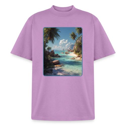 Tropical Island Paradise Ocean Design - Heavyweight Washed Unisex T-Shirt