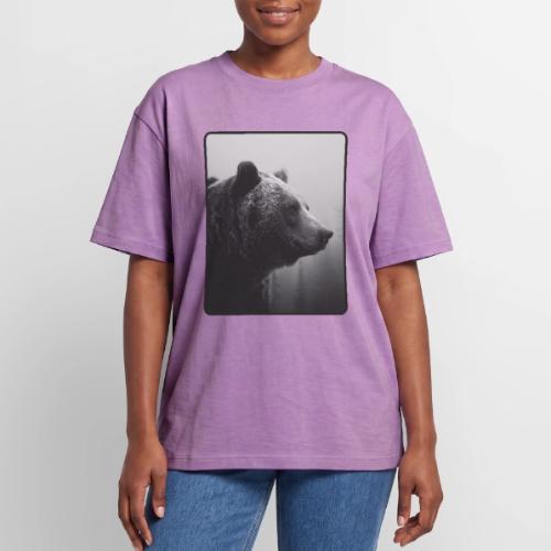 Grizzly Bear Black White Portrait Design - Unisex Garment Dyed T-Shirt
