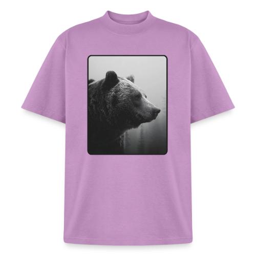 Grizzly Bear Black White Portrait Design - Heavyweight Washed Unisex T-Shirt
