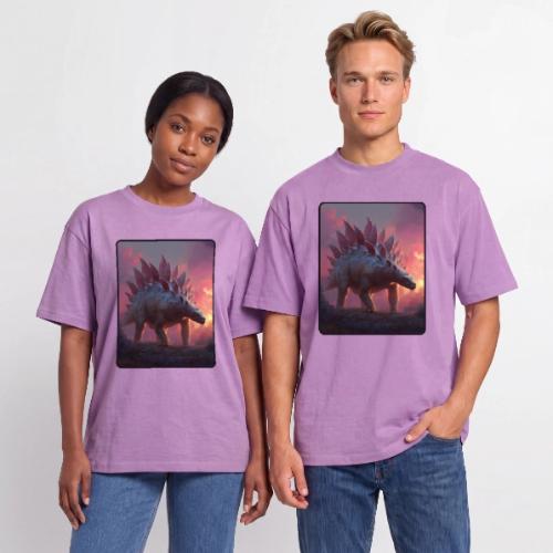 Stegosaurus Sunset Forest Design - Unisex Garment Dyed T-Shirt