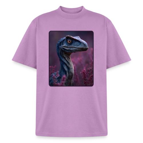 Blue Velociraptor Portrait Design - Heavyweight Washed Unisex T-Shirt