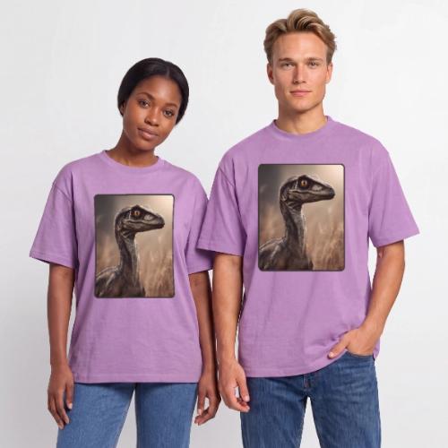 Velociraptor Feathered Portrait Design - Unisex Garment Dyed T-Shirt