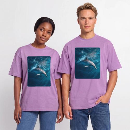 Dolphin Sunlit Ocean Serenity Design - Unisex Garment Dyed T-Shirt