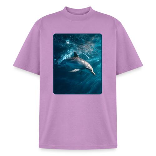 Dolphin Sunlit Ocean Serenity Design - Heavyweight Washed Unisex T-Shirt
