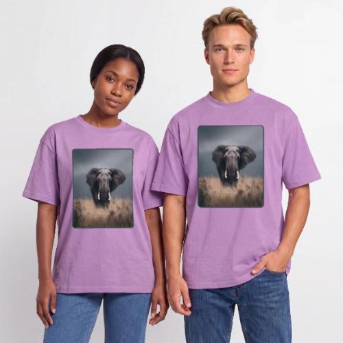 Majestic African Elephant Portrait Design - Unisex Garment Dyed T-Shirt