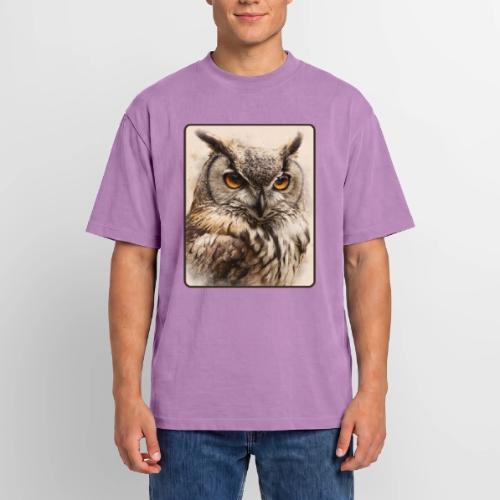 Great Horned Owl Watercolor Design - Unisex Garment Dyed T-Shirt