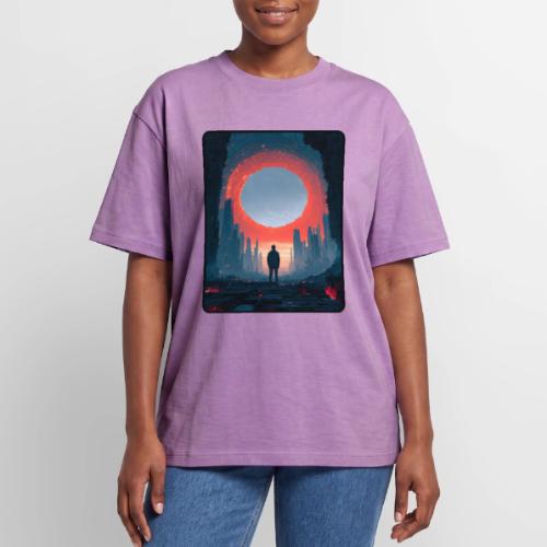 Cosmic Portal Future City Design - Unisex Garment Dyed T-Shirt