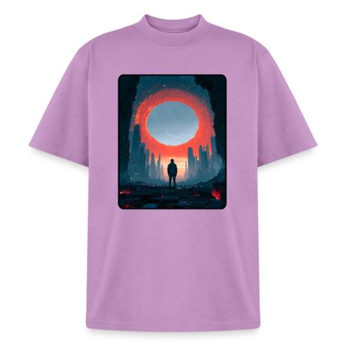 Cosmic Portal Future City Design - Heavyweight Washed Unisex T-Shirt