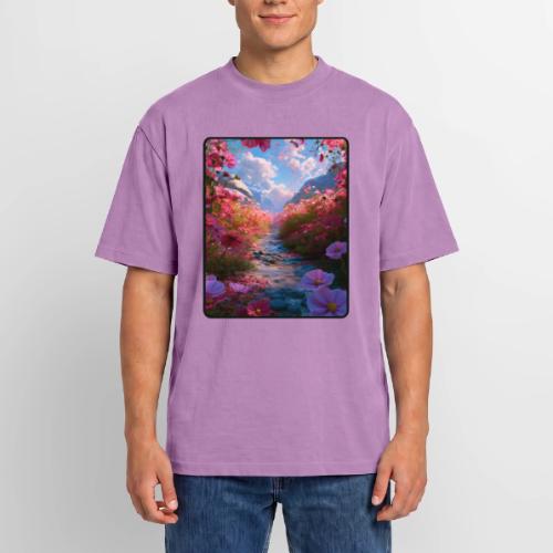 Dreamy Cosmos Valley Landscape Art - Unisex Garment Dyed T-Shirt
