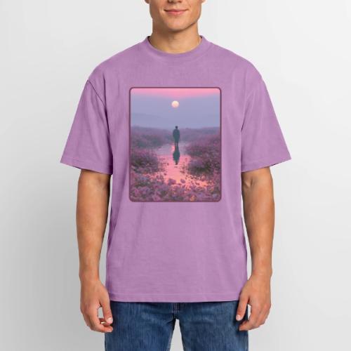 Ethereal Sunset Flower Field Art - Unisex Garment Dyed T-Shirt