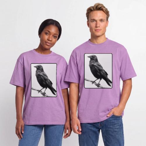 Raven Black and White Art Design - Unisex Garment Dyed T-Shirt