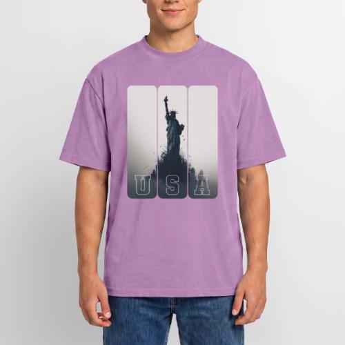 USA: Liberty Rising Over Manhattan - Unisex Garment Dyed T-Shirt