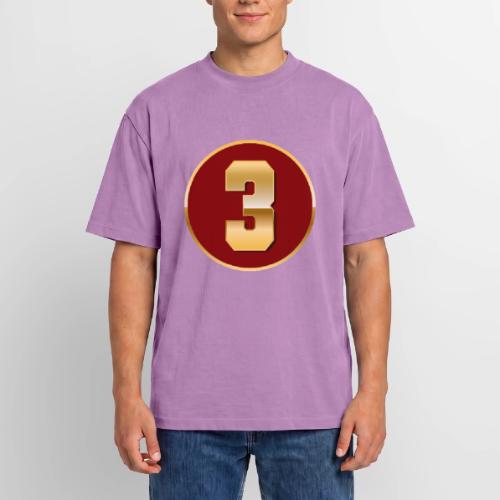 Number 3 in Gold Varsity Font - Unisex Garment Dyed T-Shirt