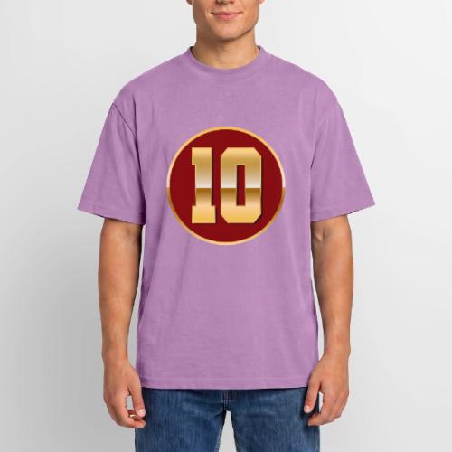 Number 10 in Gold Varsity Font - Unisex Garment Dyed T-Shirt