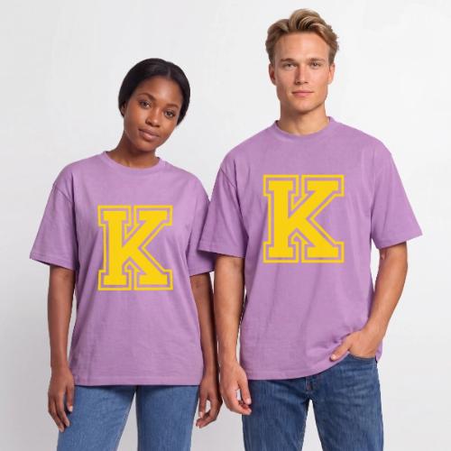 Letter k – Capital Athletic Alphabet Monogram - Unisex Garment Dyed T-Shirt