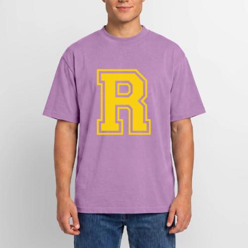 Letter R – Capital Athletic Alphabet Monogram - Unisex Garment Dyed T-Shirt