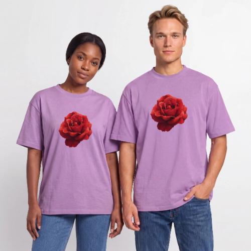 Rose: Crimson Dew Bloom - Unisex Garment Dyed T-Shirt