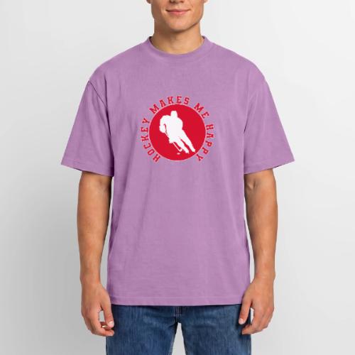 Hockey Makes Me Happy – Ice Hockey Fan Emblem - Unisex Garment Dyed T-Shirt