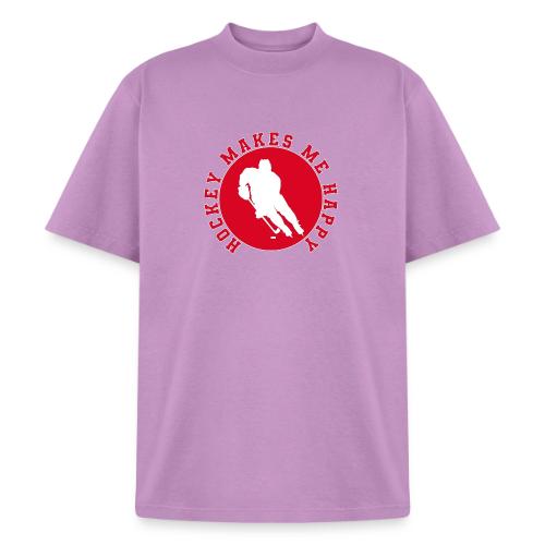Hockey Makes Me Happy – Ice Hockey Fan Emblem - Heavyweight Washed Unisex T-Shirt