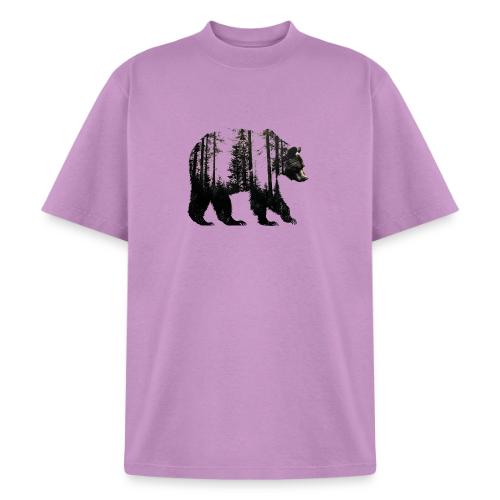 Evergreen Bear Silhouette - Heavyweight Washed Unisex T-Shirt
