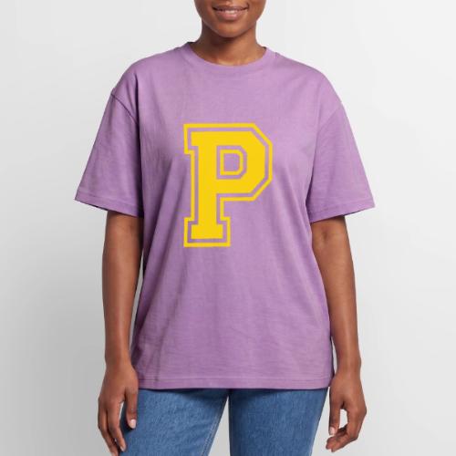 Letter P – Capital Athletic Alphabet Monogram - Unisex Garment Dyed T-Shirt