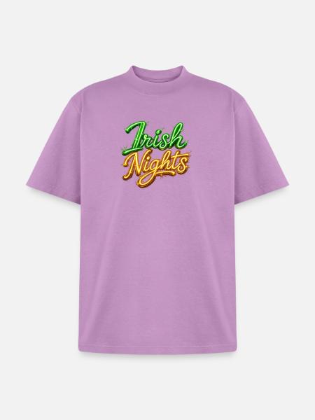 Irish Nights Neon Sign - Unisex Garment Dyed T-Shirt - lilac