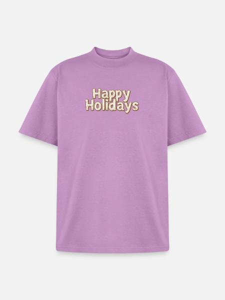 Happy Holidays Rustic Lettering - Unisex Garment Dyed T-Shirt - lilac