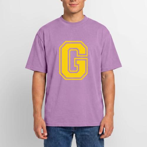 Letter G – Capital Athletic Alphabet Monogram - Unisex Garment Dyed T-Shirt