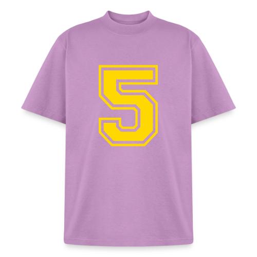 Number 5 in a classic athletic collegiate font - Heavyweight Washed Unisex T-Shirt