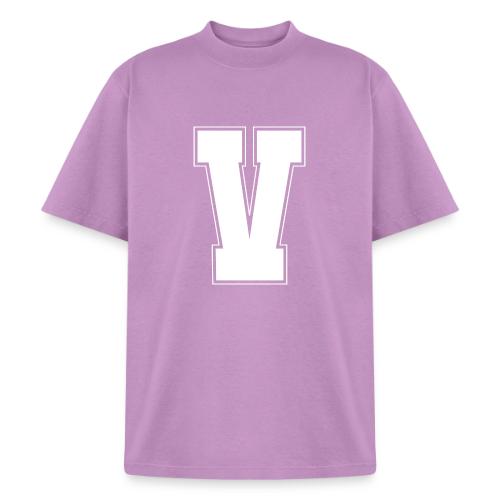 White Letter V – Varsity Alphabet Monogram - Heavyweight Washed Unisex T-Shirt