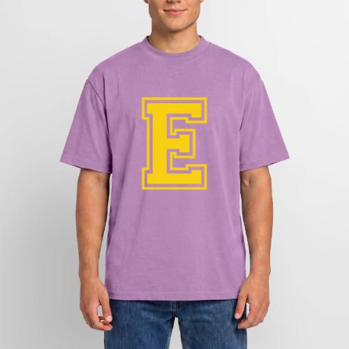 Letter E – Capital Athletic Alphabet Monogram - Unisex Garment Dyed T-Shirt