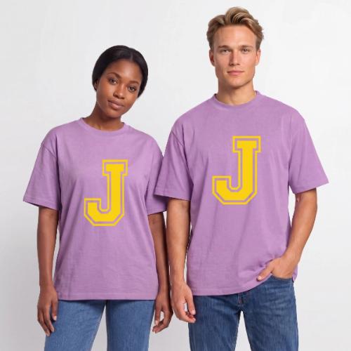 Letter J – Capital Athletic Alphabet Monogram - Unisex Garment Dyed T-Shirt