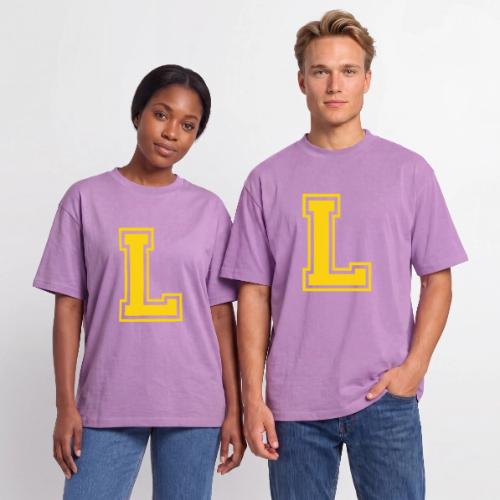 Letter L – Capital Athletic Alphabet Monogram - Unisex Garment Dyed T-Shirt