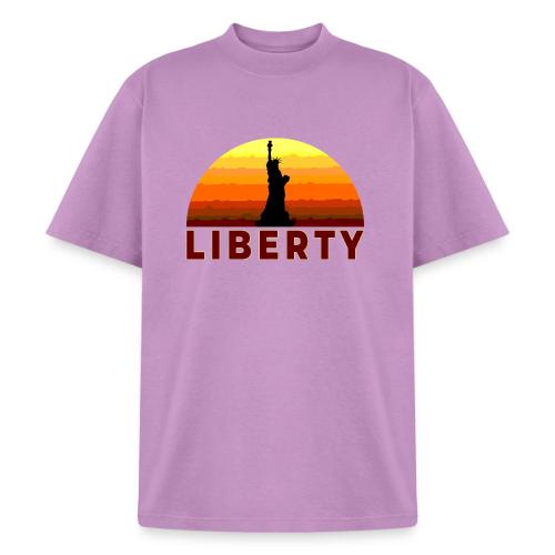 USA: Sunset Liberty Bold - Heavyweight Washed Unisex T-Shirt